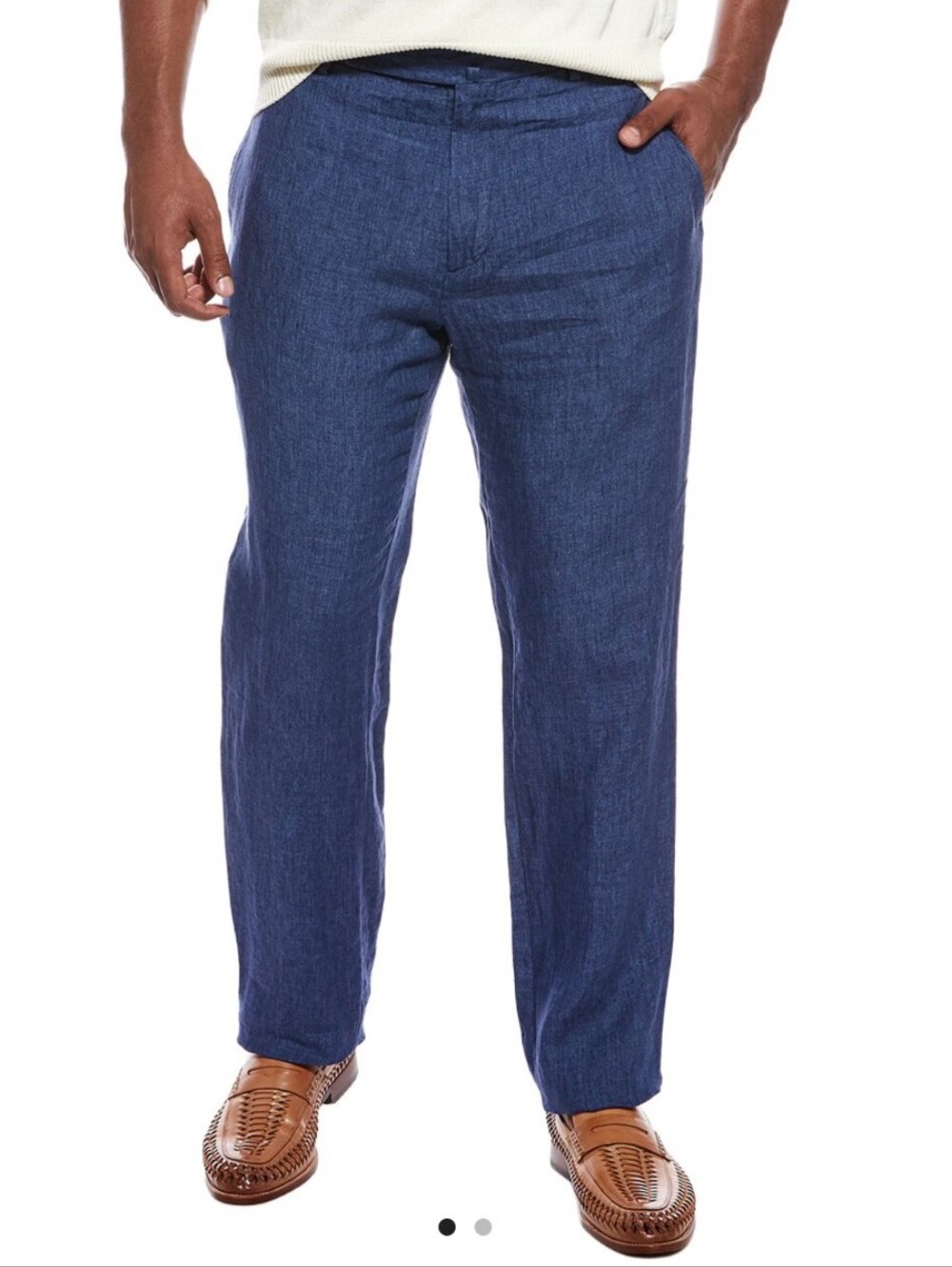 J.McLaughlin Oxford Linen Pant Knit Denim Chambray Men's Sz 36 Preppy Office Aca